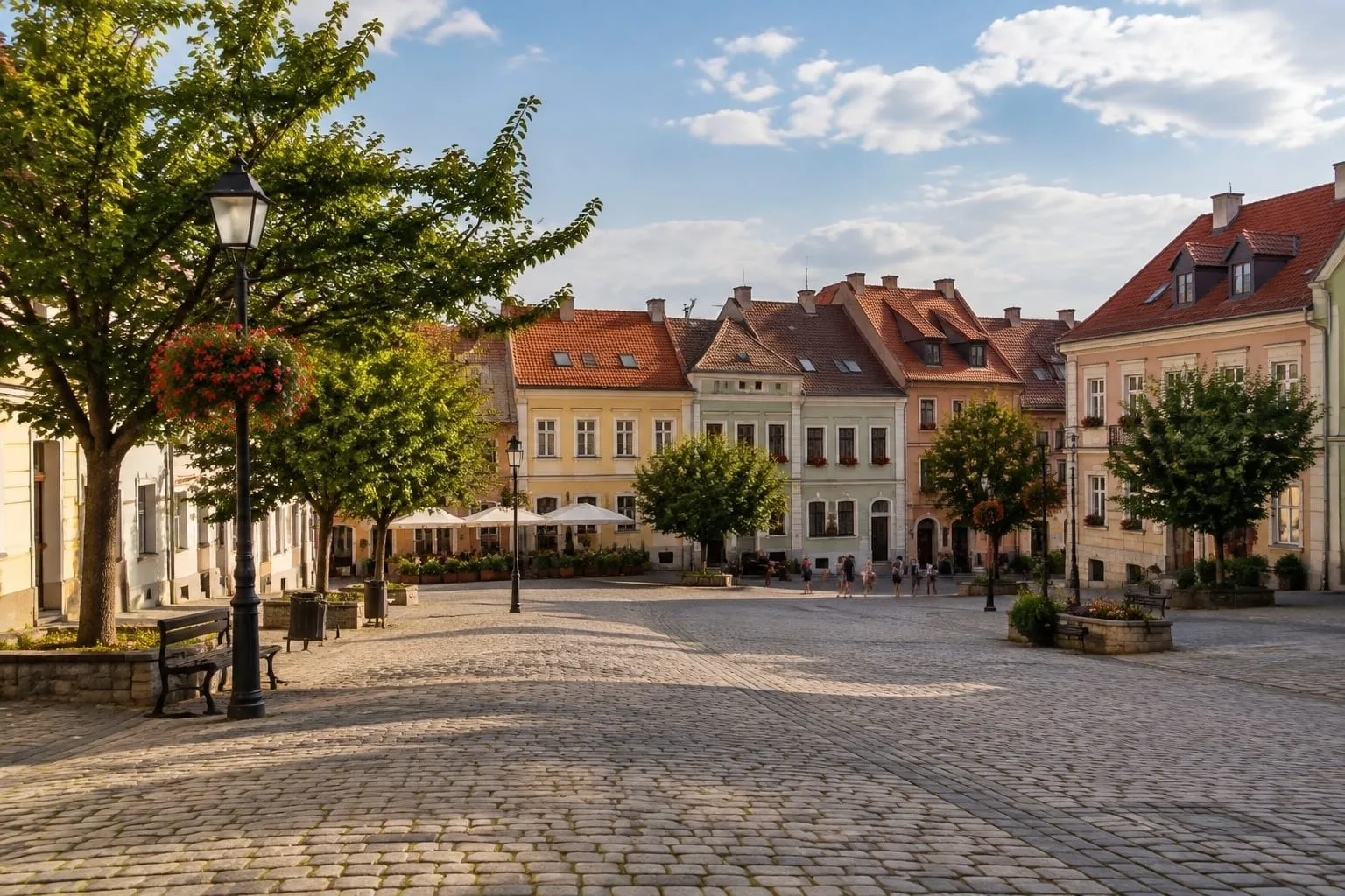 Rynek Górny w Wieliczce w słoneczne popołudnie